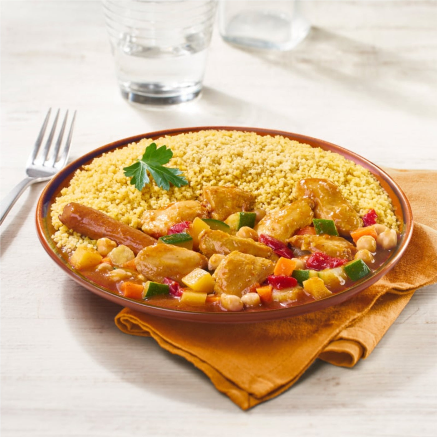 Couscous mit Poulet und Merguez-Würstchen 300g