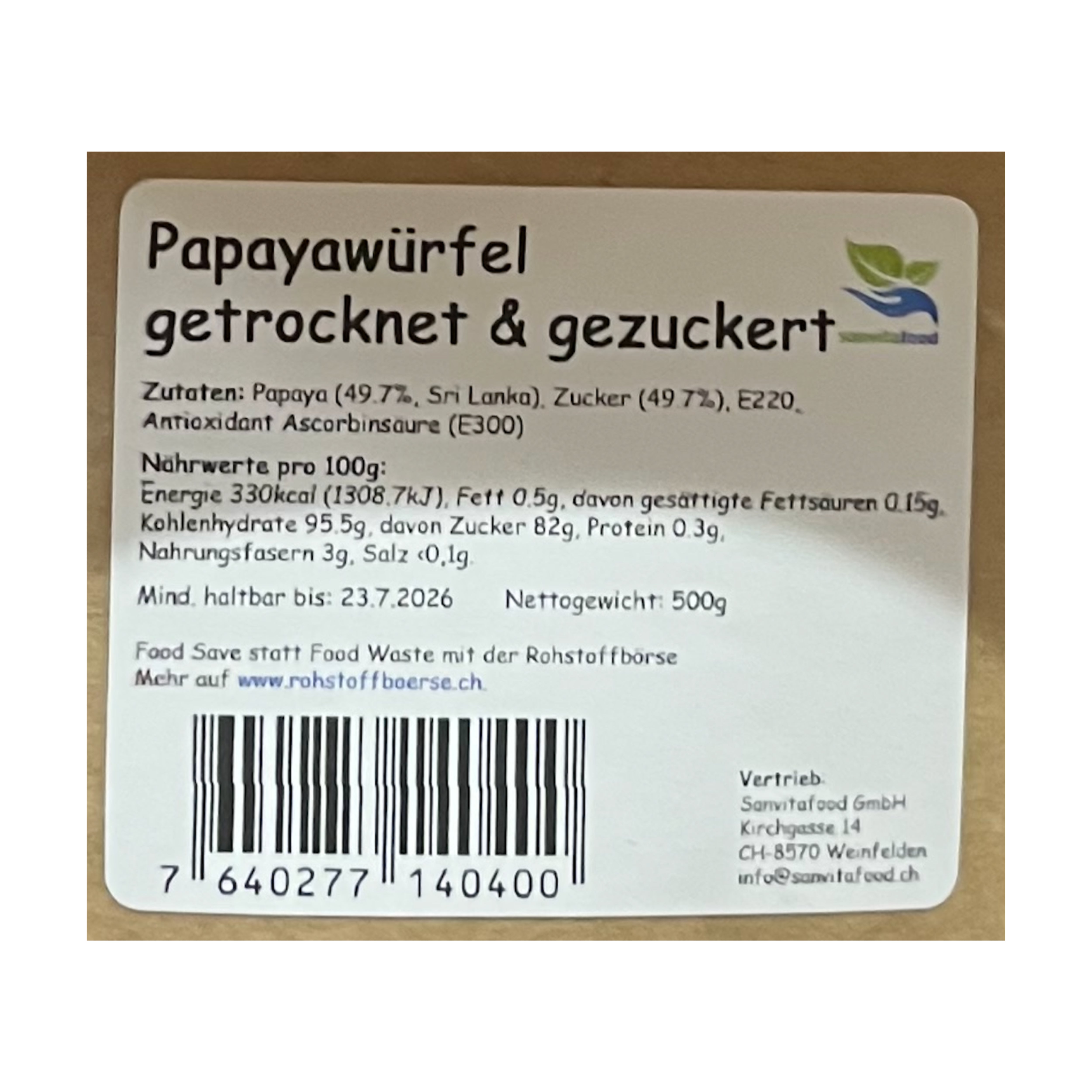 Papayawürfel getrocknet 500g