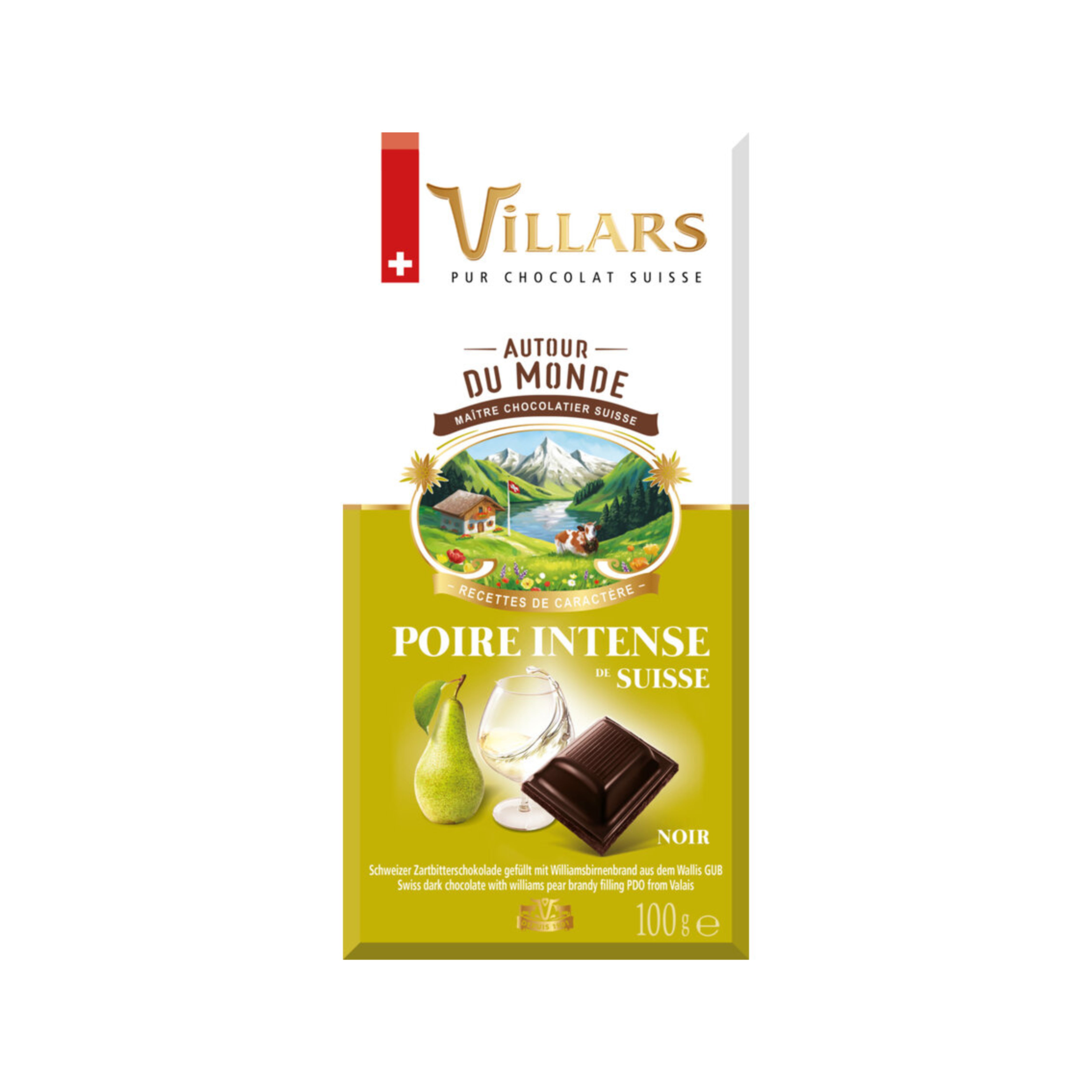 Schweizer Zartbitterschokolade mit Williams-Birnenlikör 100g