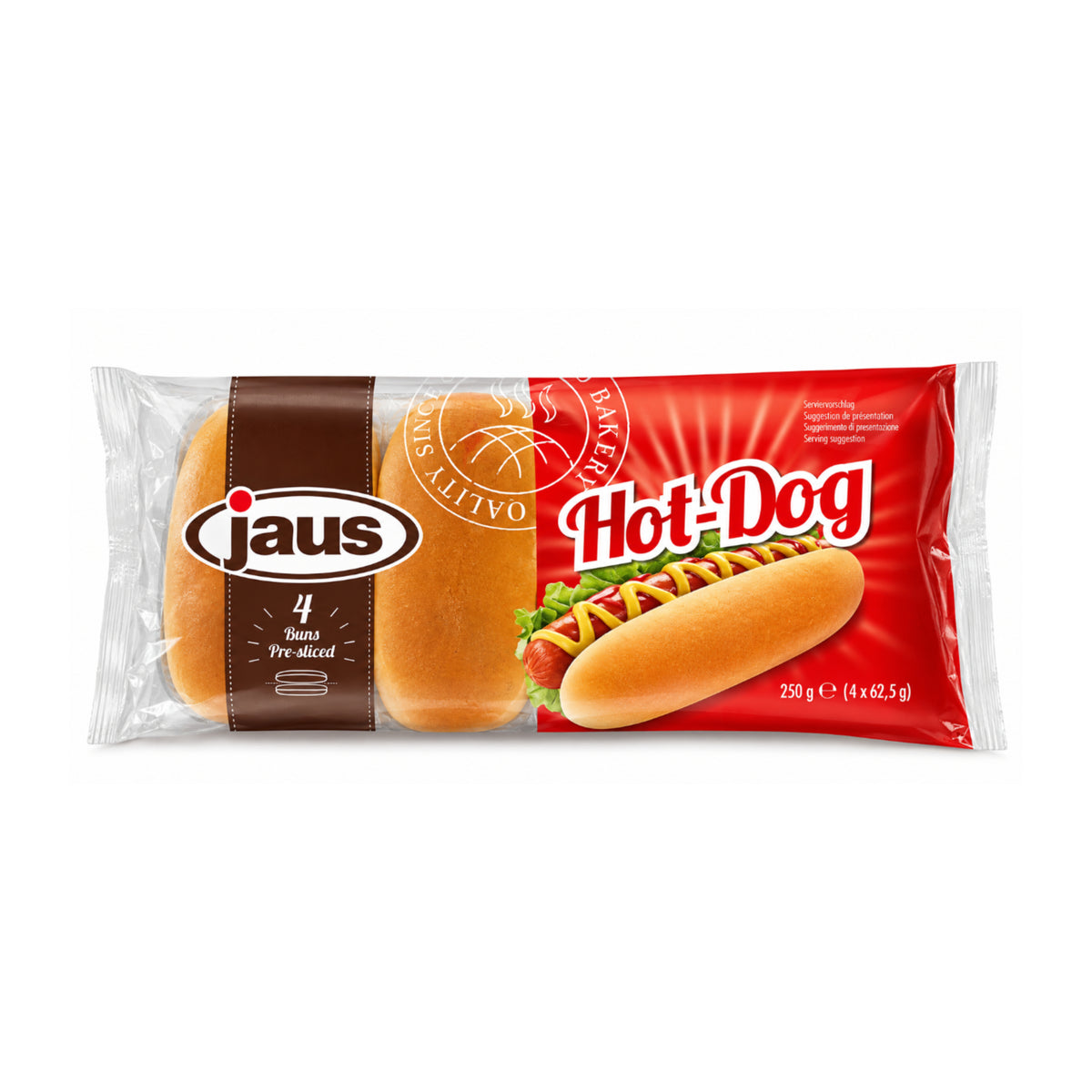 Hot Dog Buns geschnitten 4er Pack - 250g