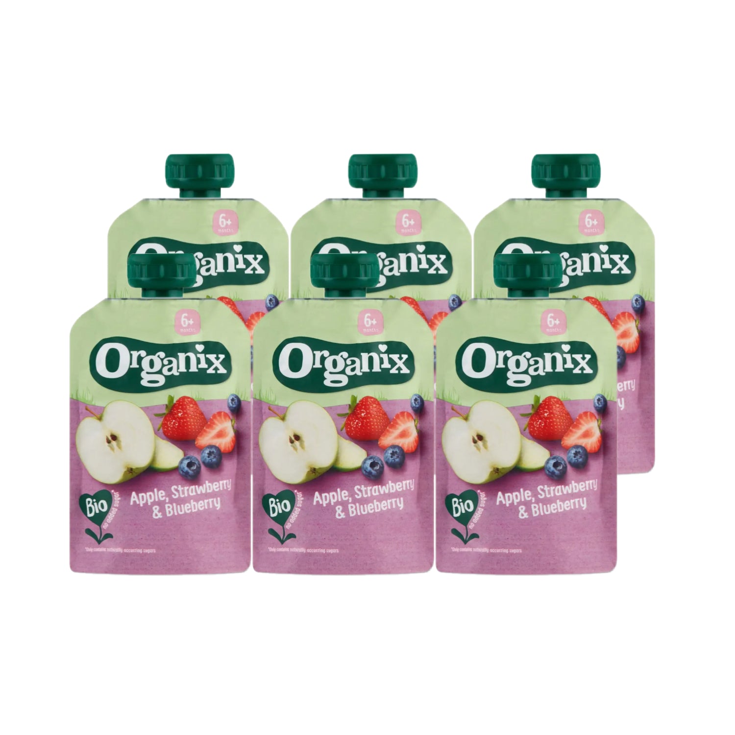 Sachets de jus de pomme, fraise et myrtille bio 6 x 100 g
