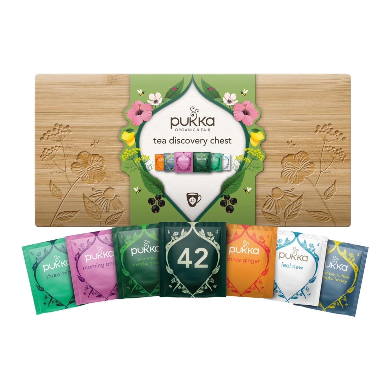 Coffret bien-être en bambou Pukka Tea Collection - 42 sachets de thé