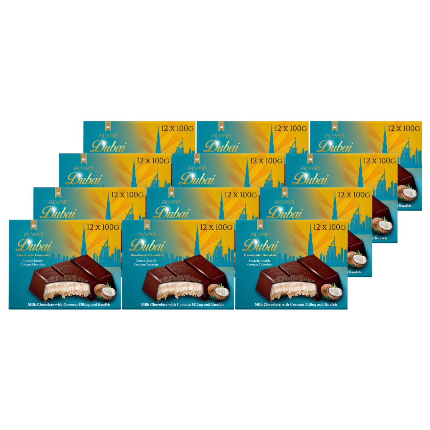 Chocolat de Dubaï à la noix de coco 12 x 100 g 