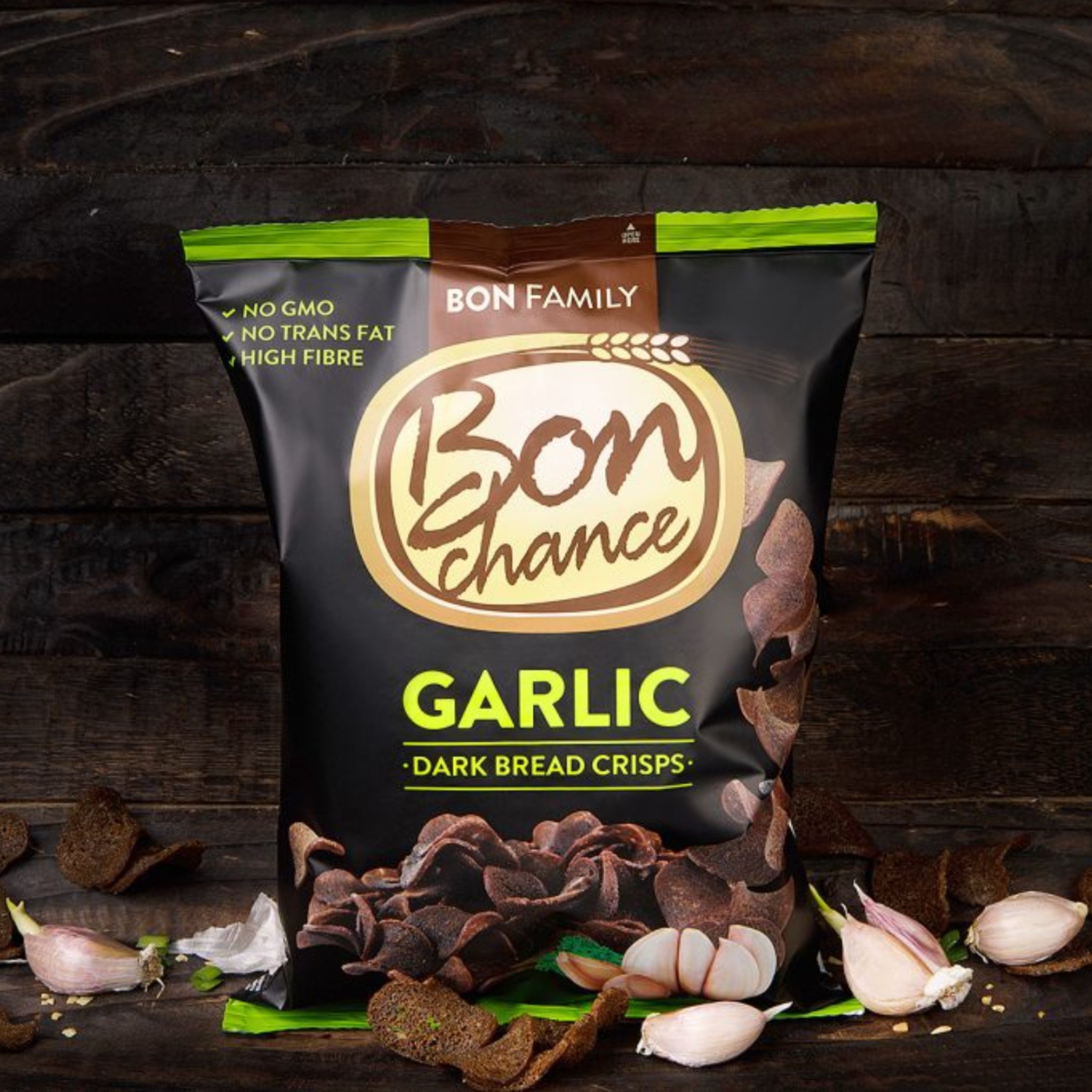 Dunkle Brotchips mit Knoblauch 120g
