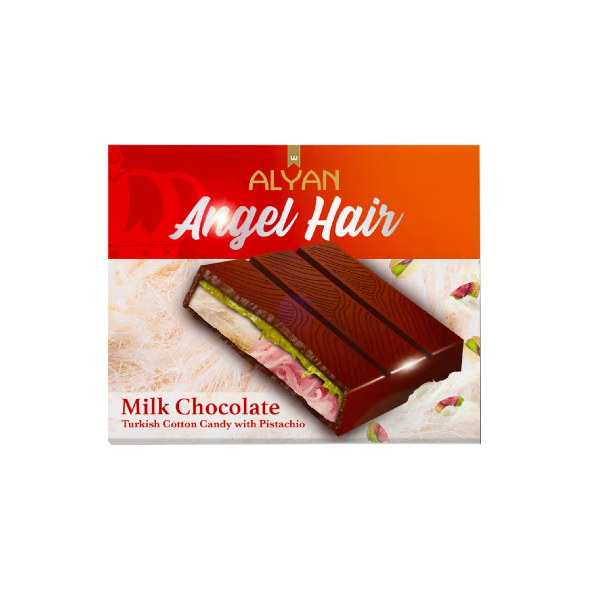 Chocolat au lait saveur Dubaï - Barbe à papa et crème de pistache 80g