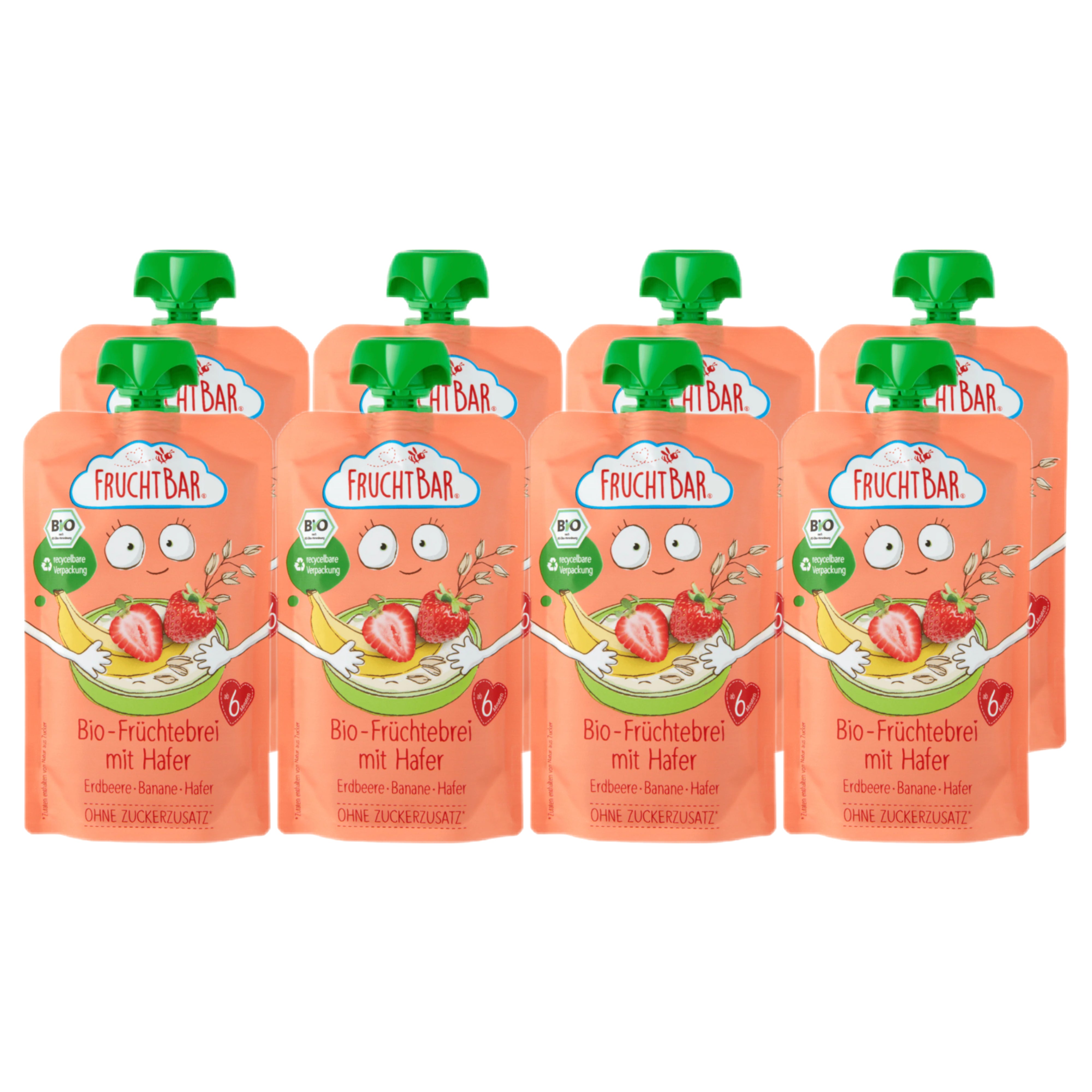 Quetschbeutel Erdbeere, Banane und Hafer Bio 8 x 120g