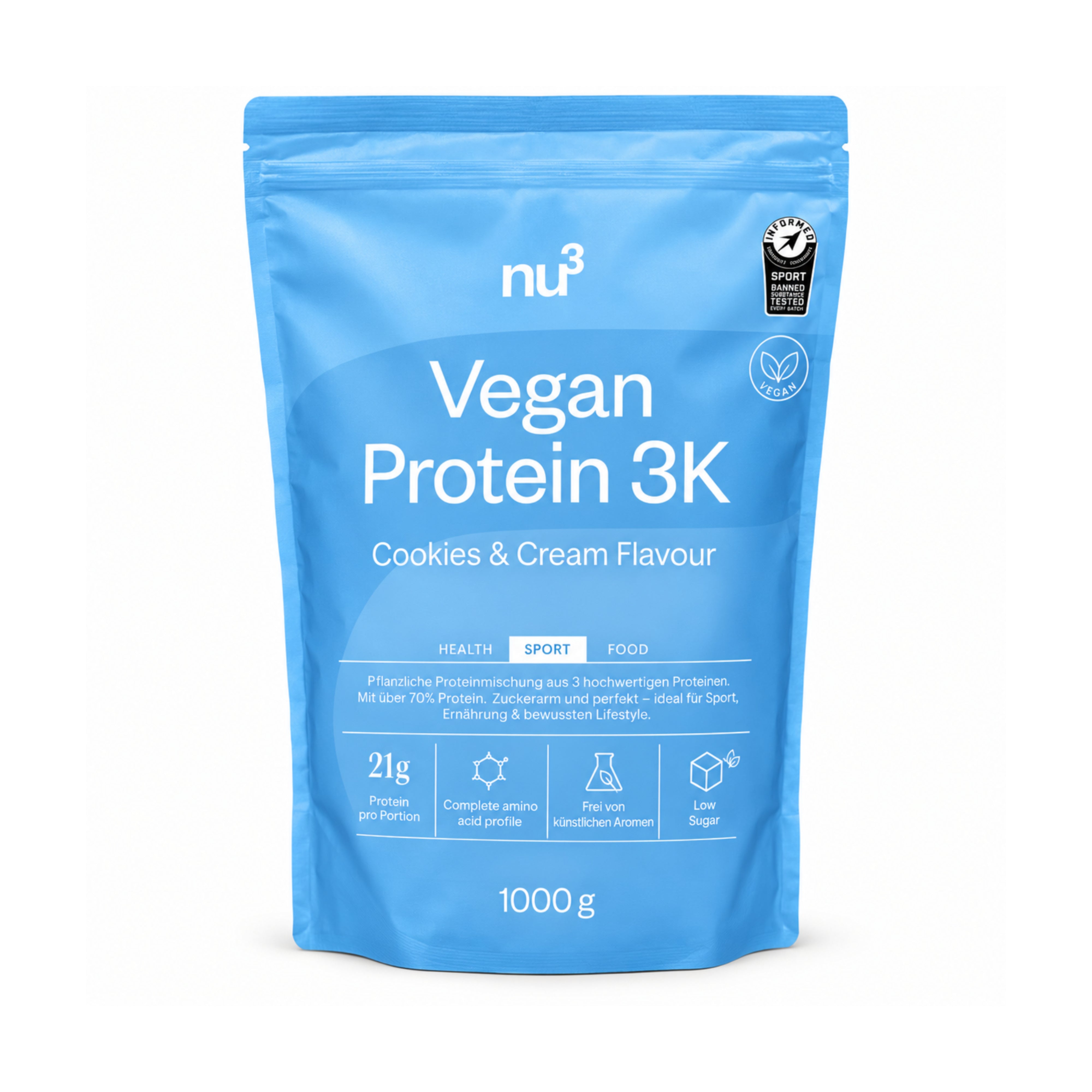 nu3 Vegan Protein 3K - Cookies & Cream - 1000g