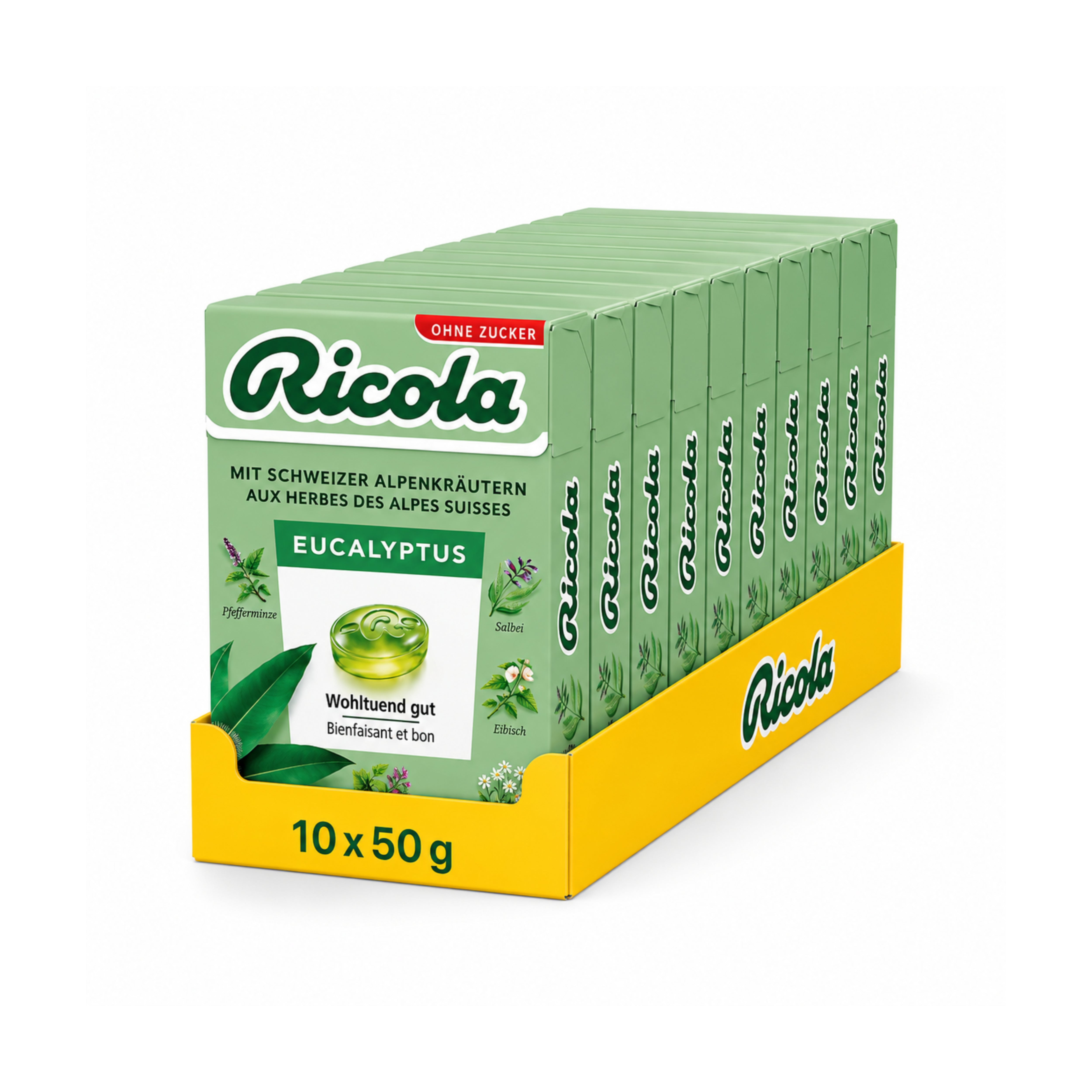 Ricola Eucalyptus - sugar-free 10 x 50g