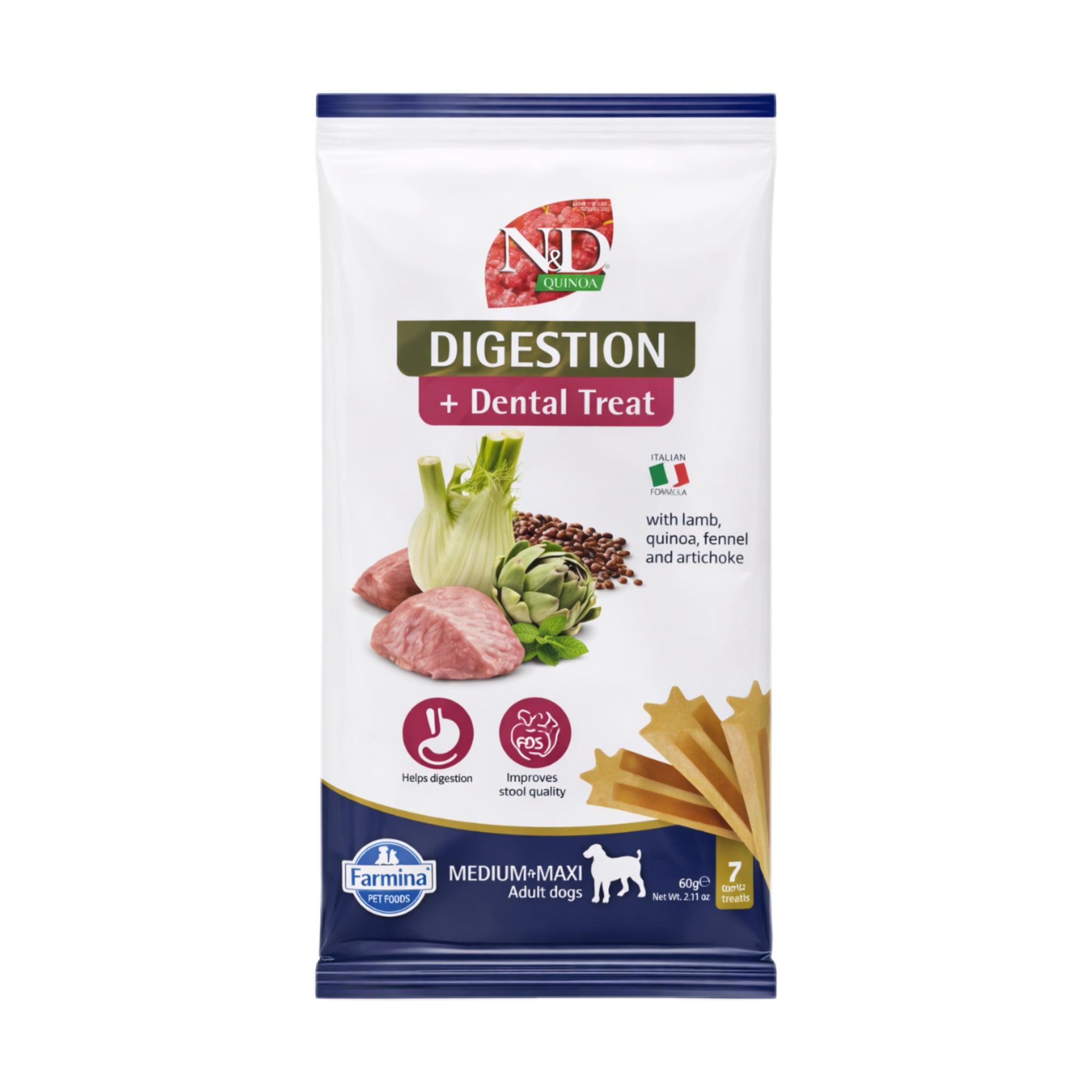 Dental Treats Digestion Adult Lamb, Quinoa, Fennel, Mint &amp; Artichoke 60g