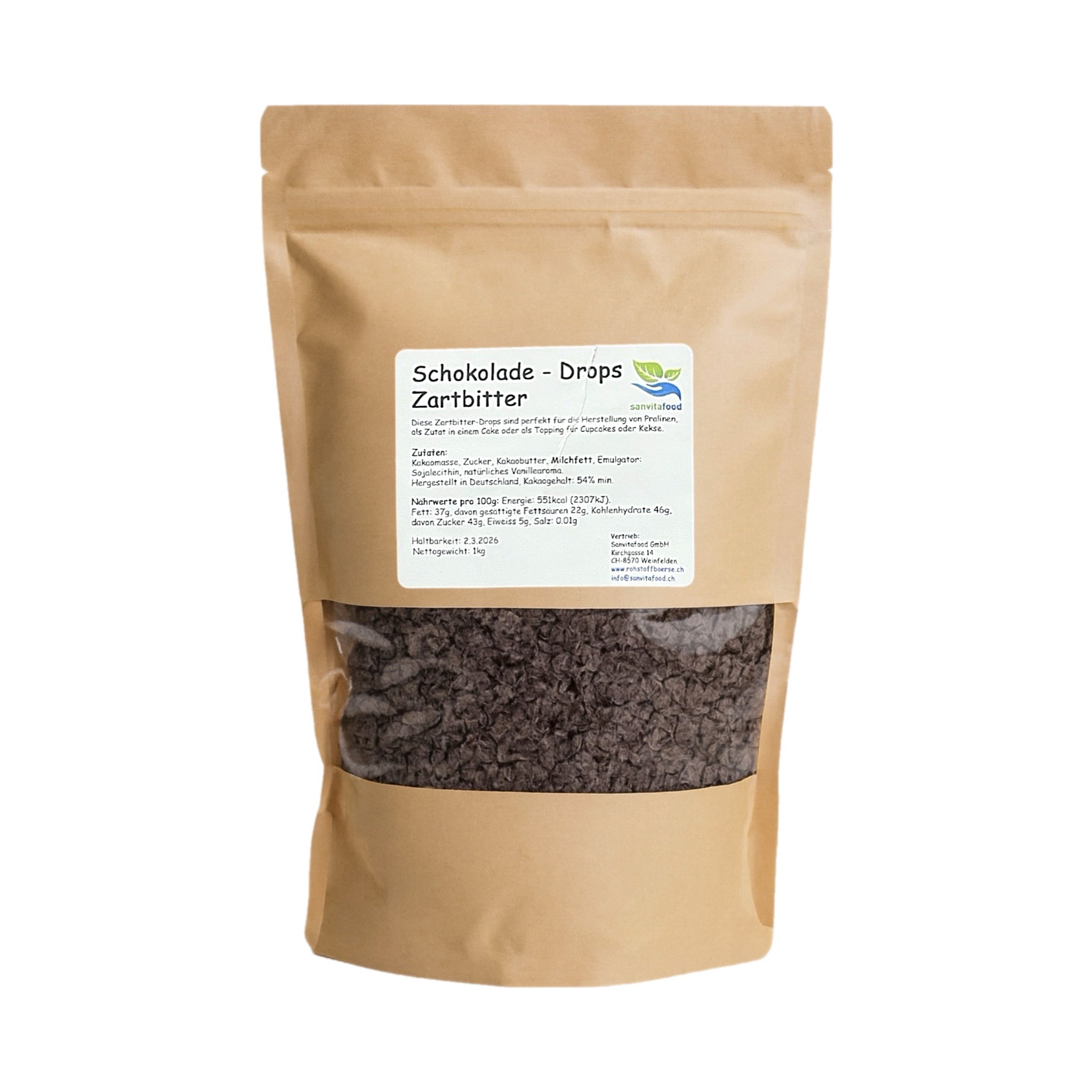 Schokolade-Drops Zartbitter 1kg