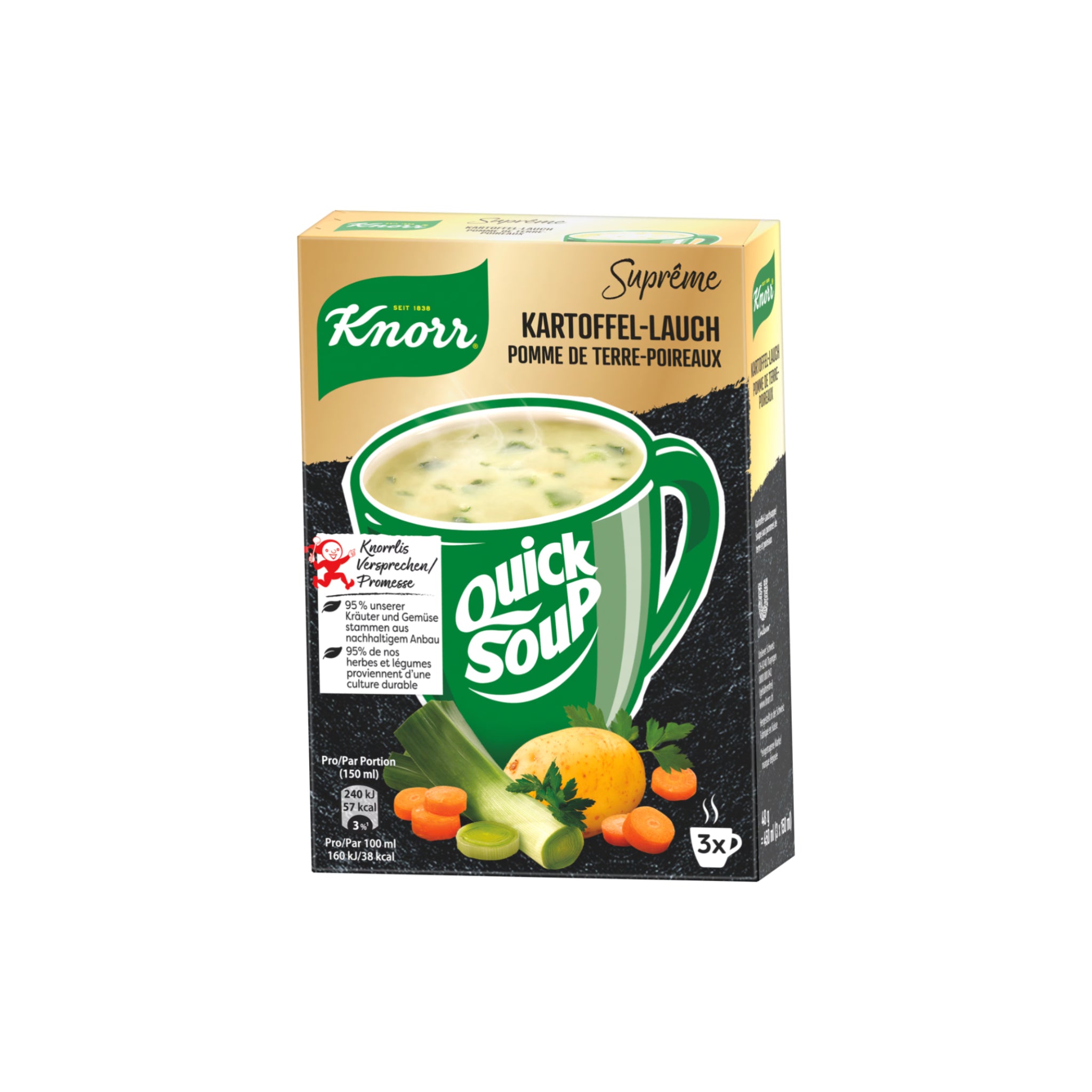 Knorr Suprême Quick Soup Kartoffel und Lauch 3er Pack - 48g