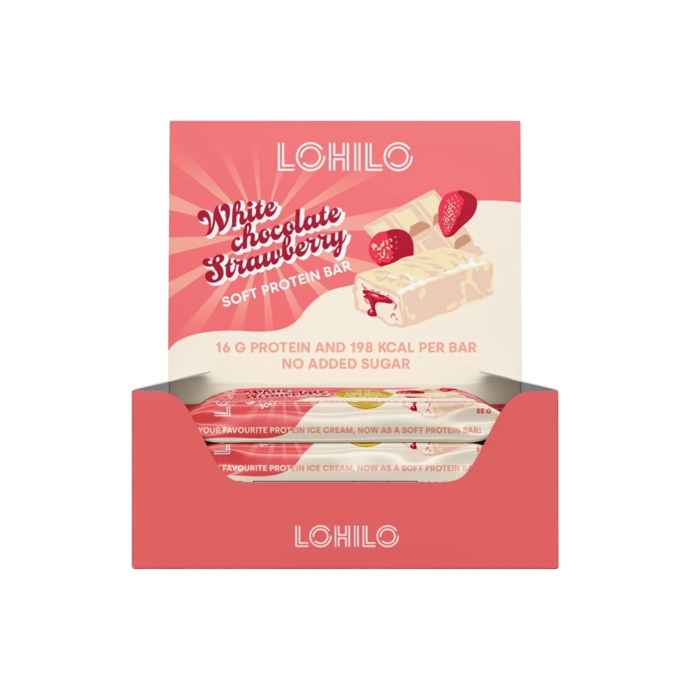 High Protein Riegel Soft Core - White Choc Strawberry 12 x 55g