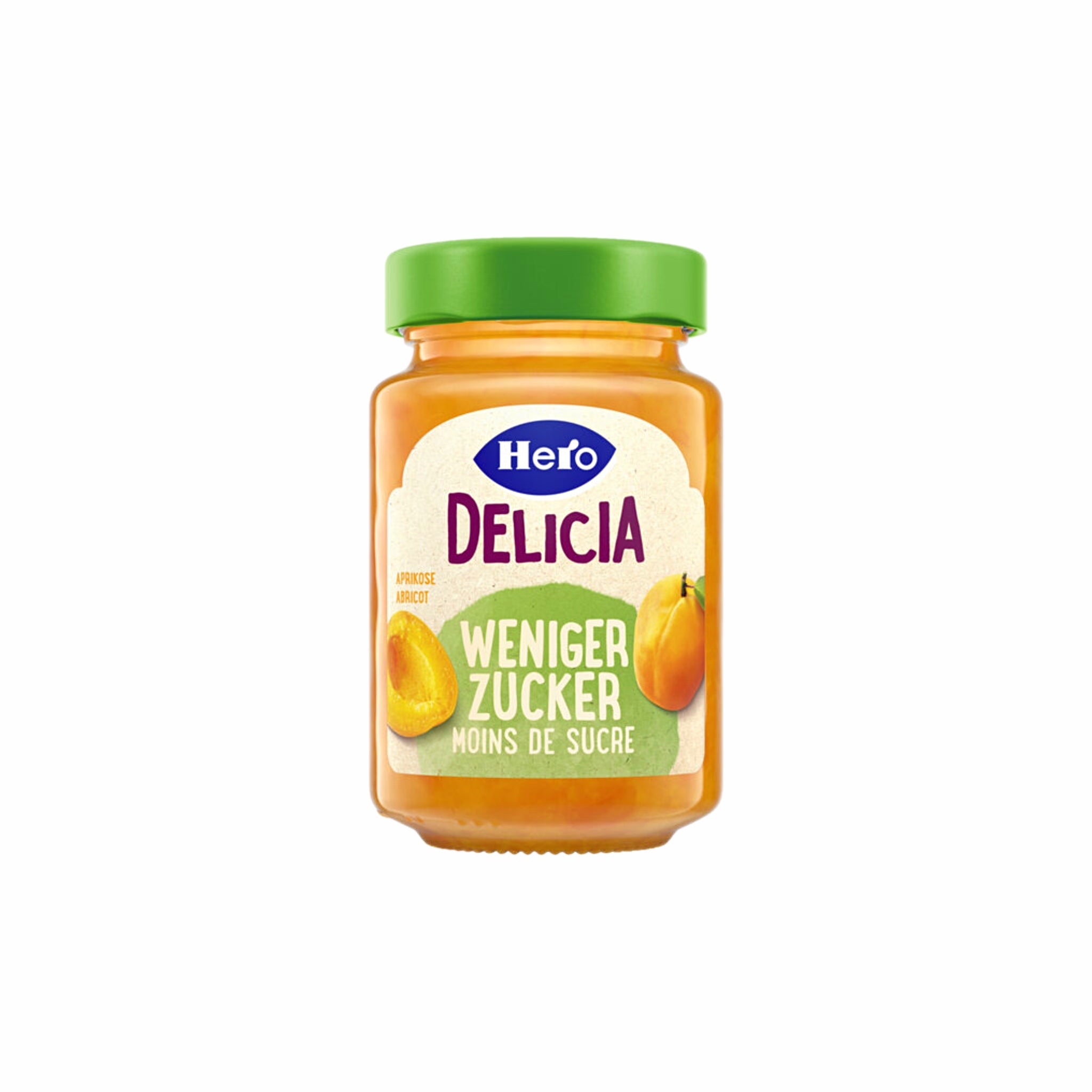 Confiture d'abricots Hero Delicia avec moins de sucre 220 g
