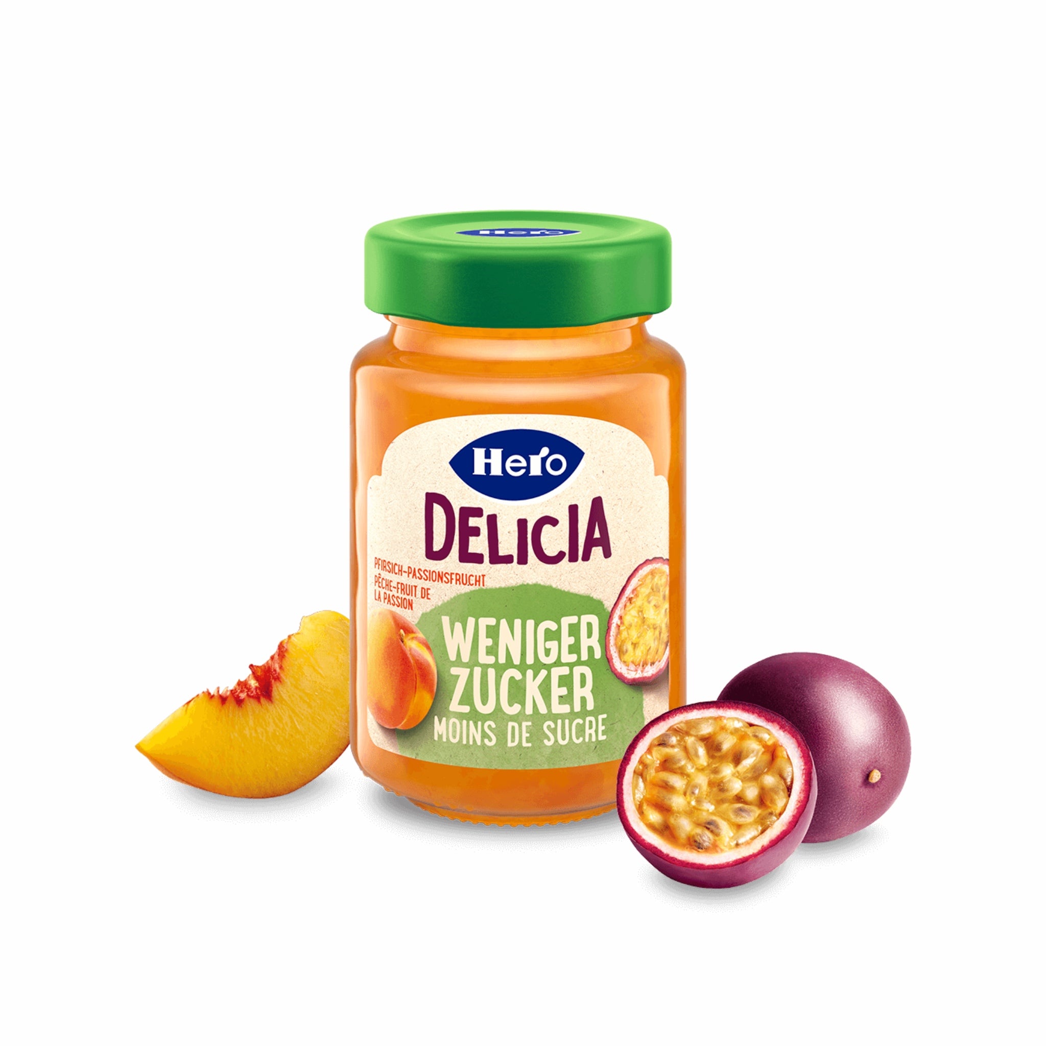 Hero Delicia Konfitüre Pfirsich Passionsfrucht - weniger Zucker 270g