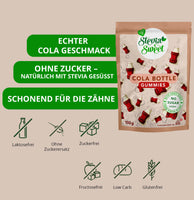 Gummibärchen Cola Flaschen ohne Zucker 100g