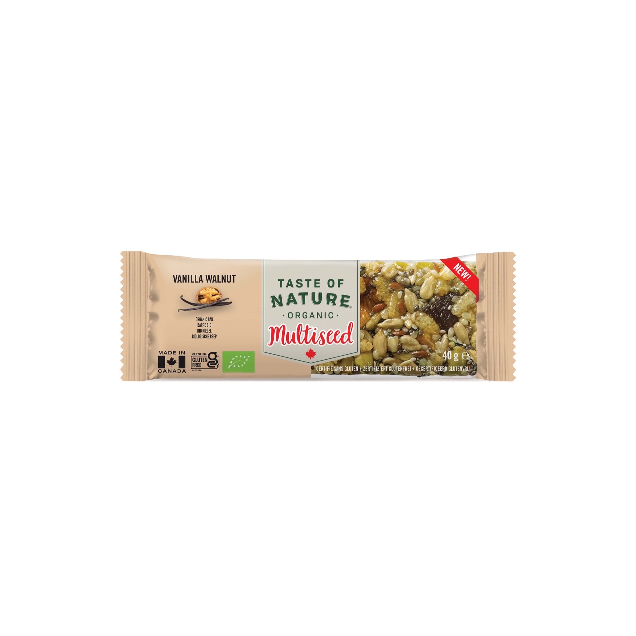 Multiseed Vanilla Walnut Organic Bar 40g