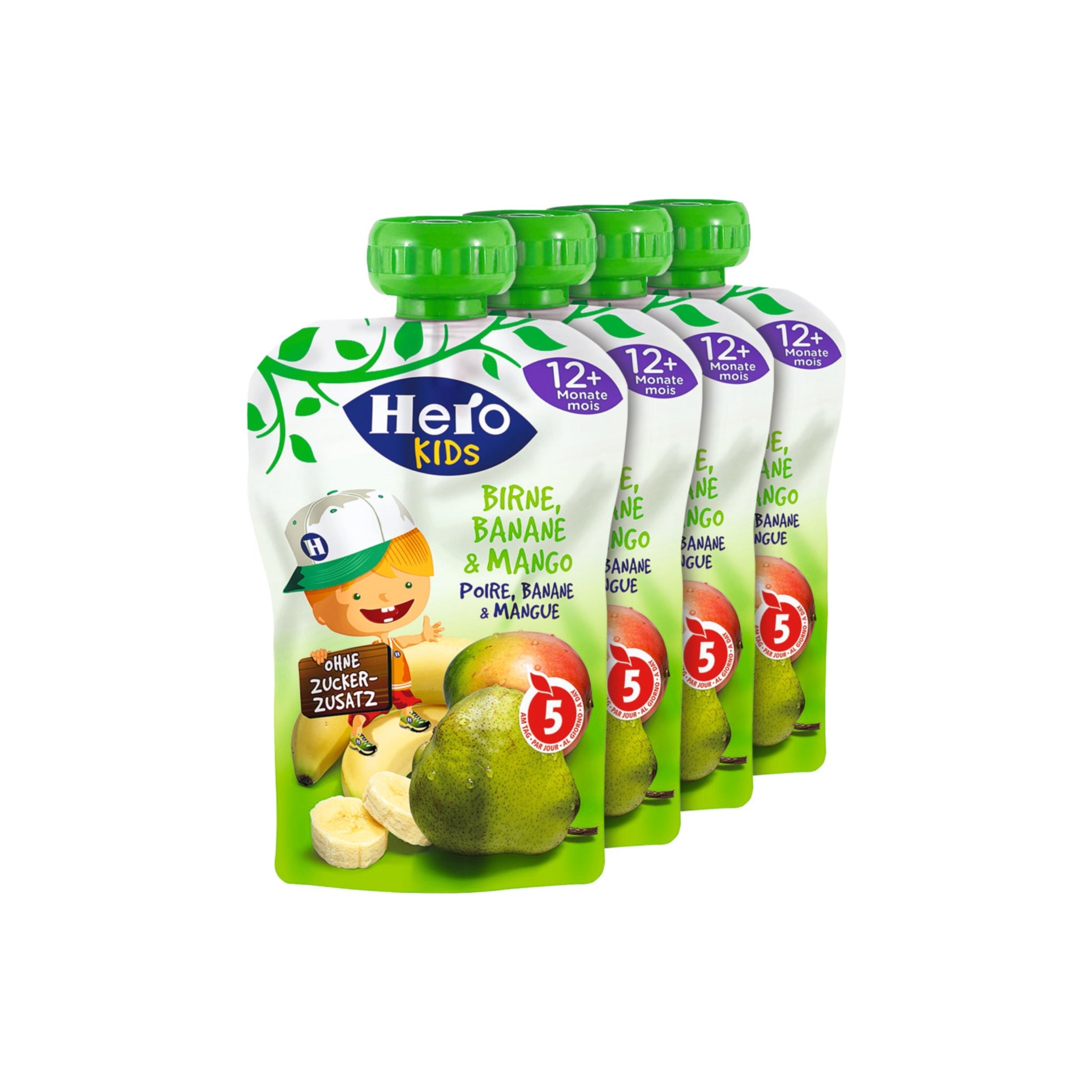 Sachets de jus de poire, banane et mangue, lot de 4 - 480 g