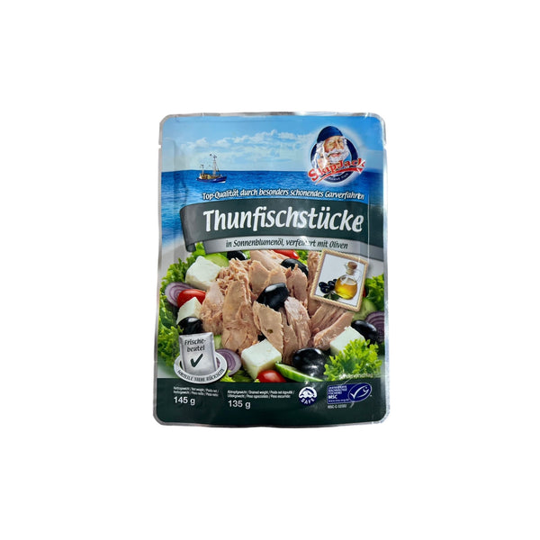 Thunfischstücke MSC in Öl mit schwarzen Oliven 145g