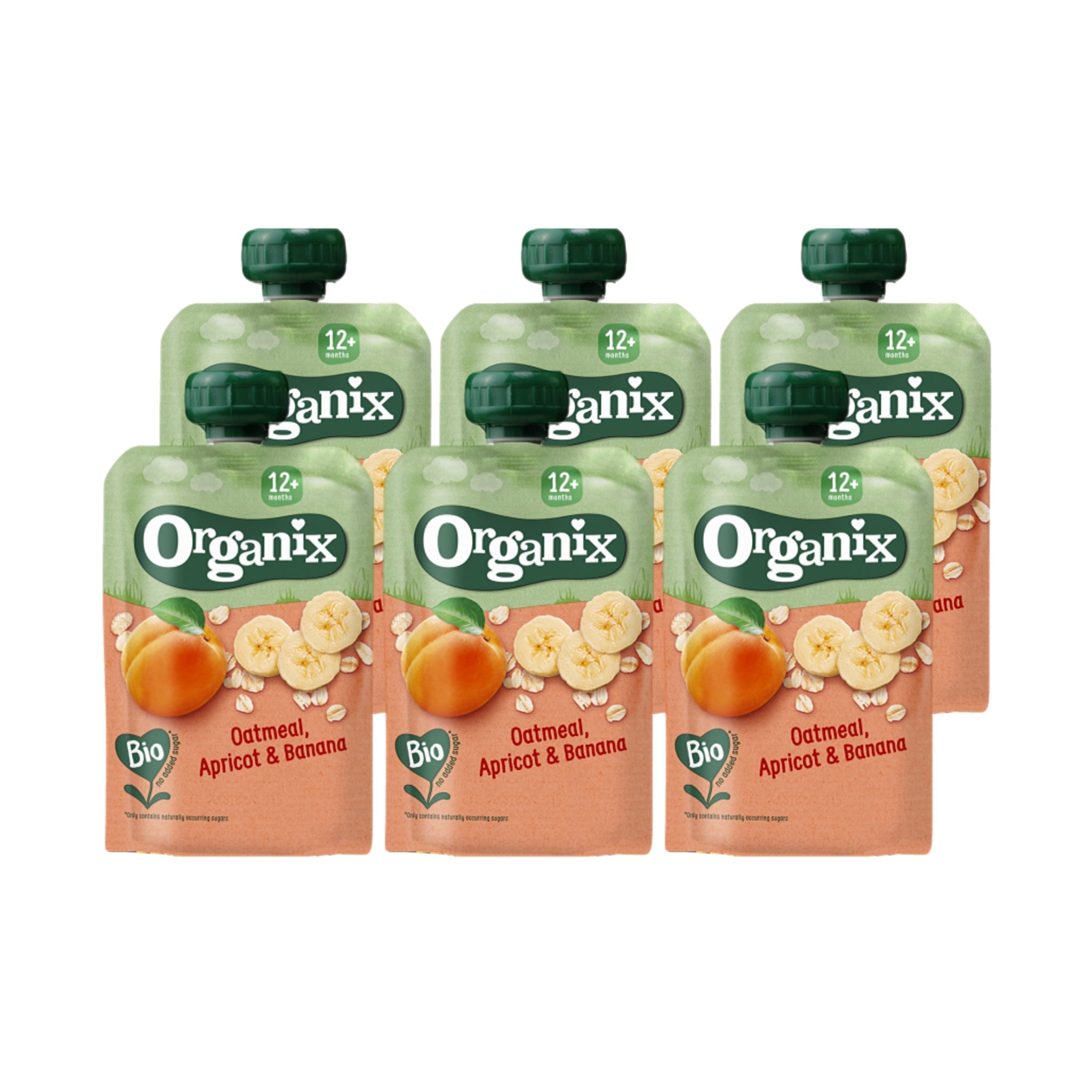 Sachets d'abricots, bananes et céréales bio 6 x 100 g 