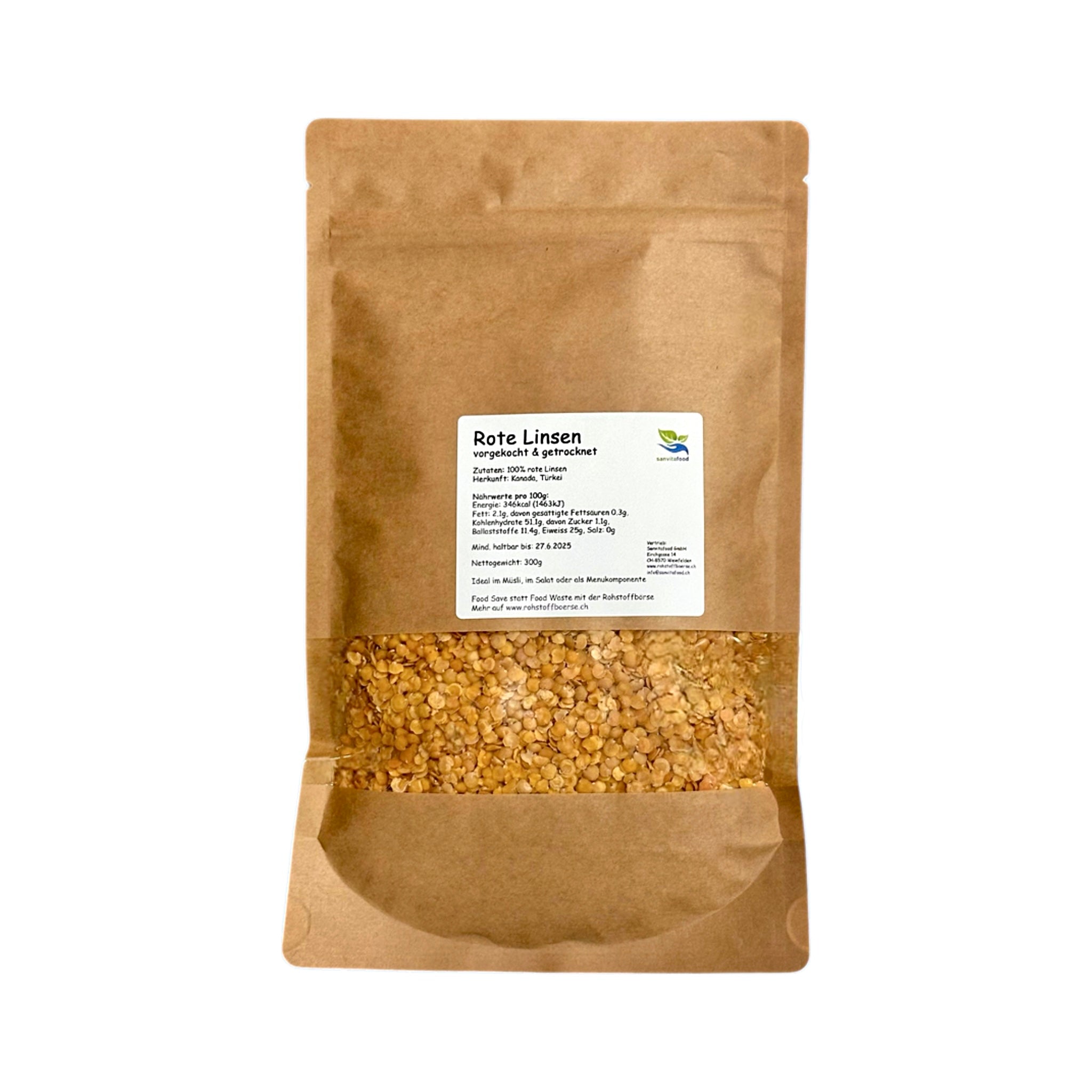 Lentilles rouges précuites et séchées 300g