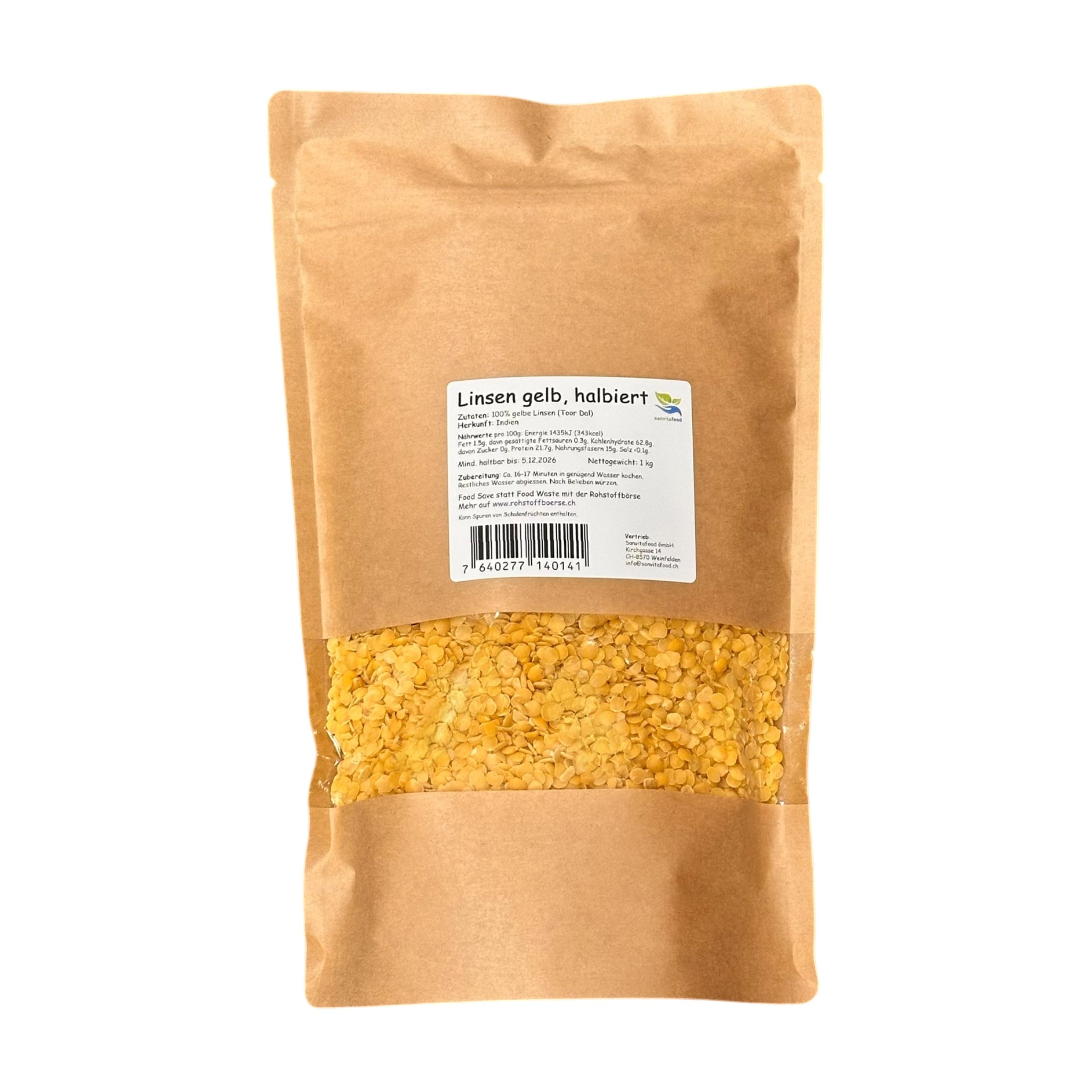 Lentilles jaunes coupées en deux 1 kg