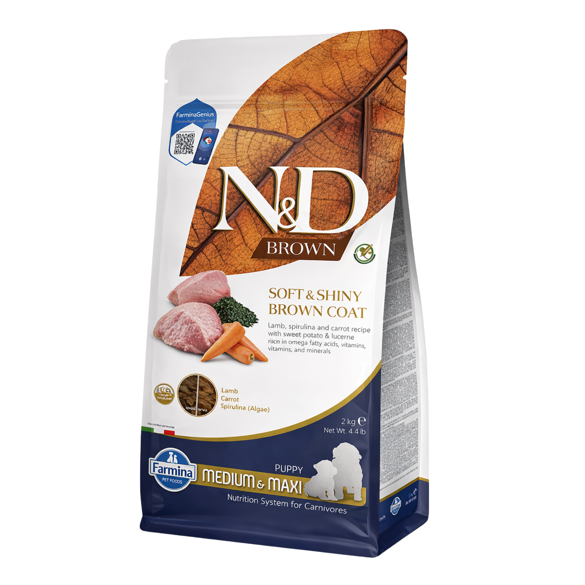 Hundefutter Puppy Medium & Maxi mit Lamm, Spirulina & Karotte 2kg