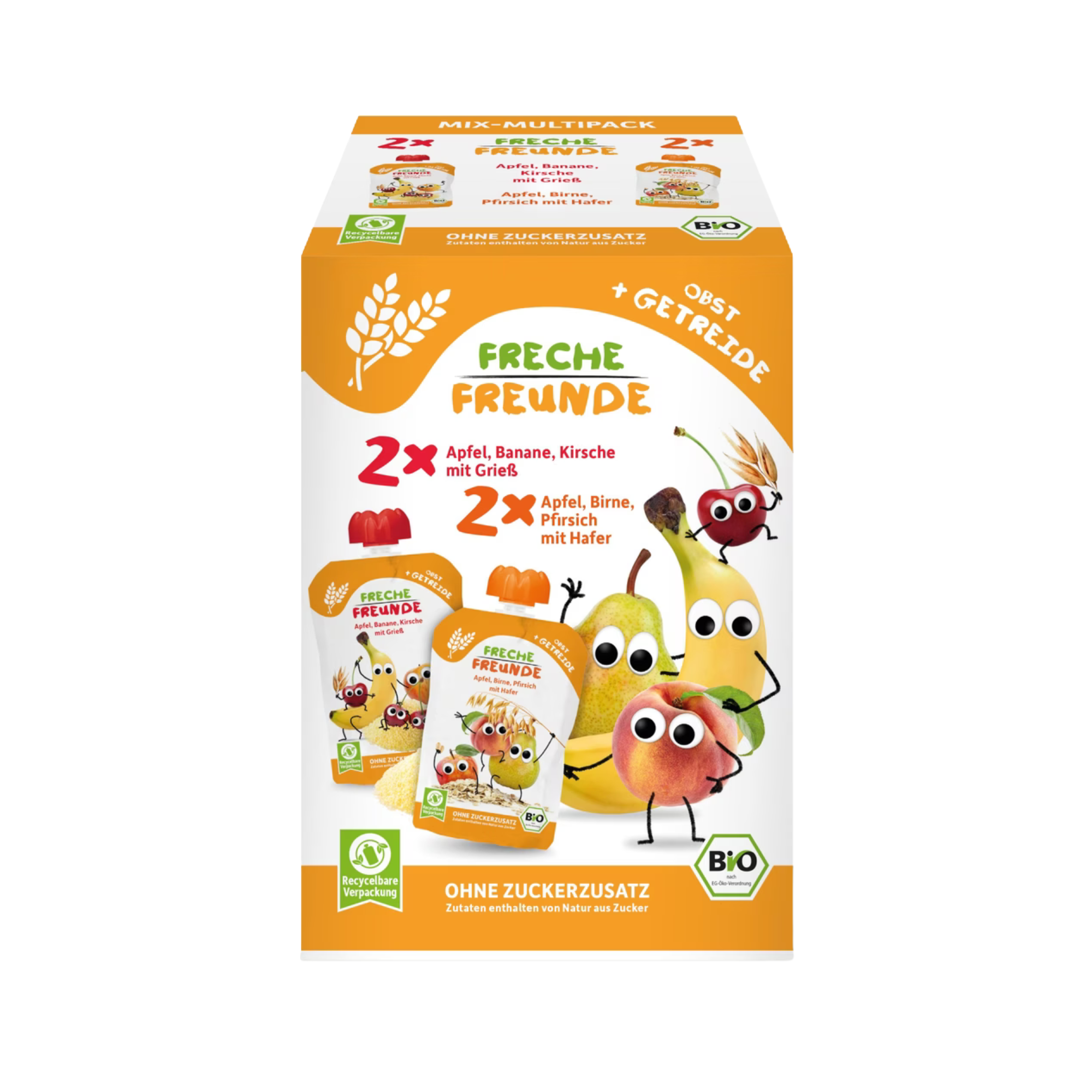 Squeeze Pouch Fruit & Grain Mix 4-Pack Organic - 400g