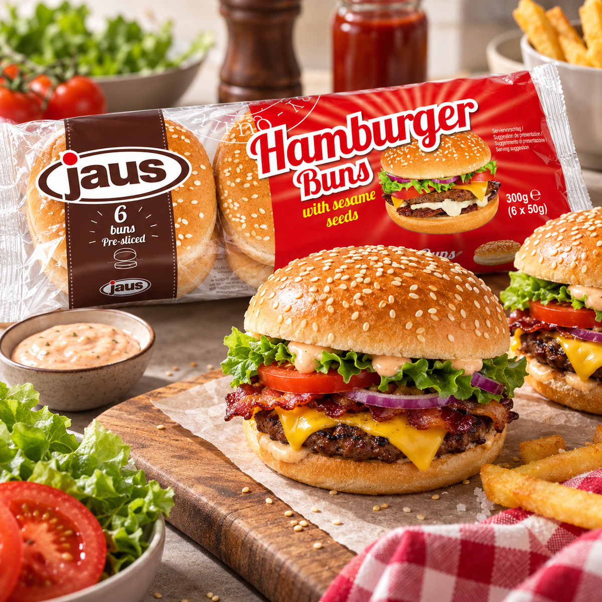 Burger Buns Sesam 6er Pack - 300g