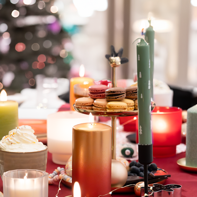 Lot de 4 bougies bâtonnets de sapin de Noël vert mer 